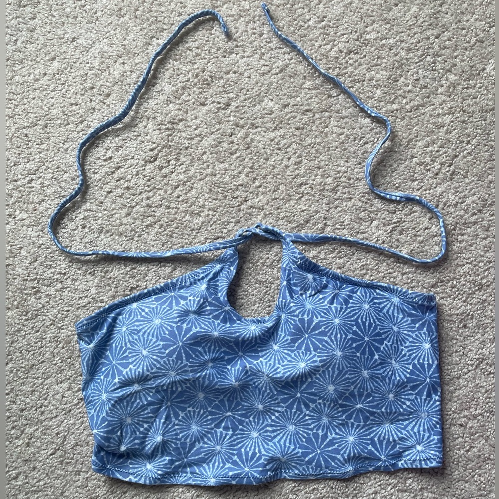 Aerie Blue Patterned Bikini Top Small